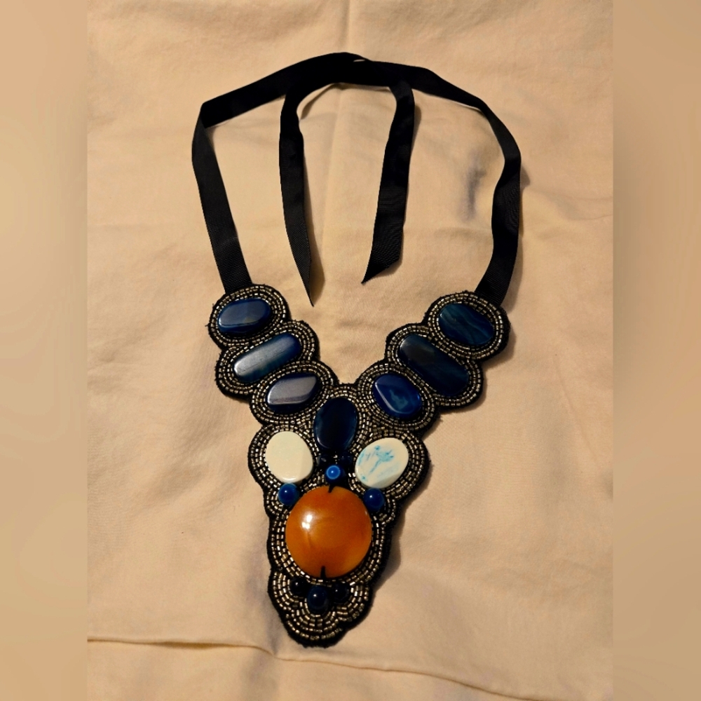 Multi Colored Beaded Statement Necklace